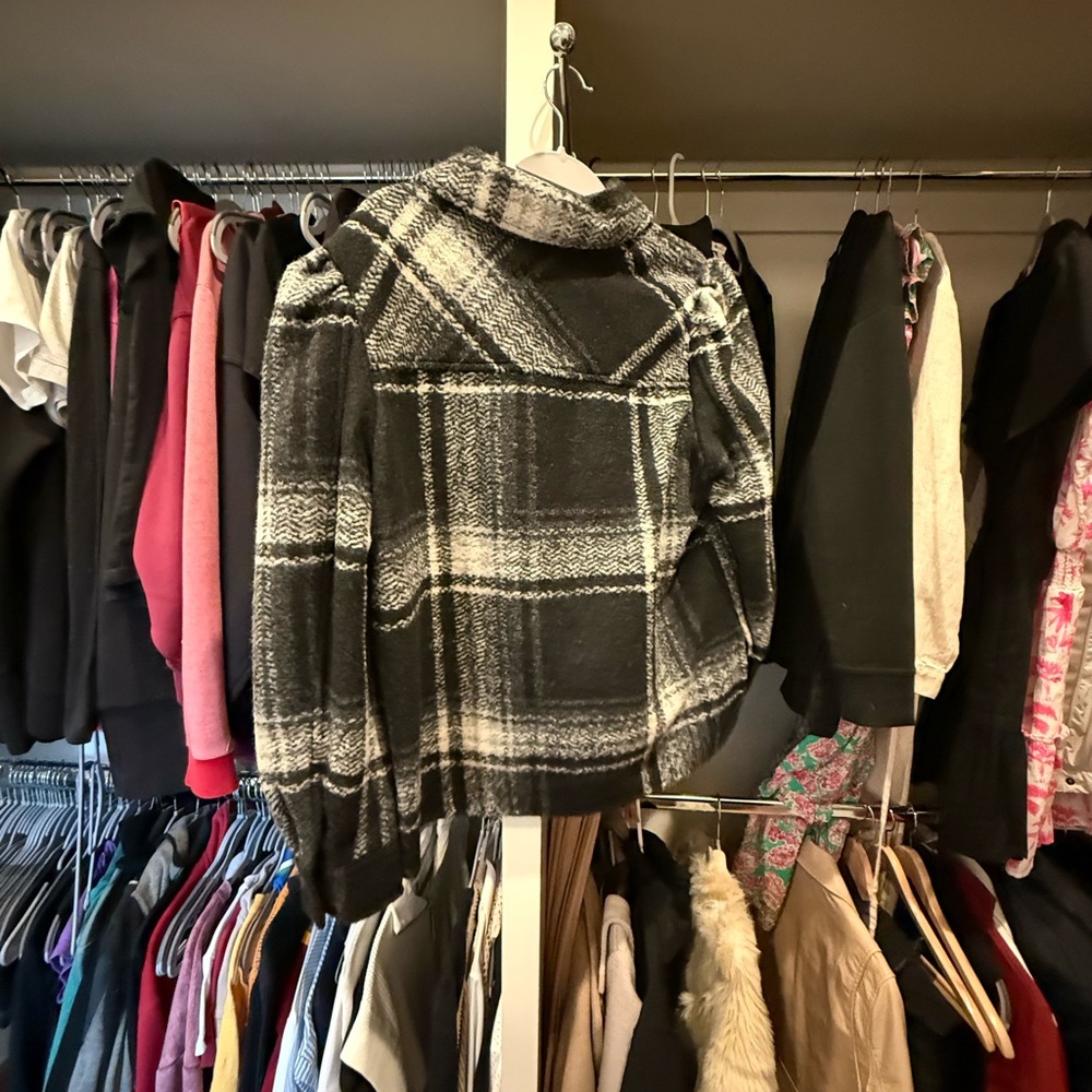 GAP Black and Gray Teddy Jacket with Hood